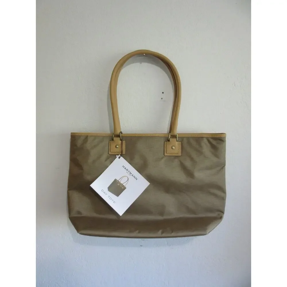 HARTMANN Day Tote Shopper Leather Strap and Trim Nylon Packcloth New